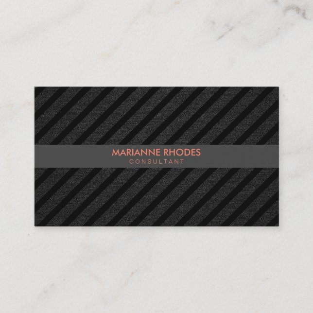 Sleek Modern Black Denim Stripe Business Card (Front)