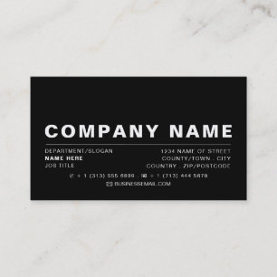 Sleek Modern - Black & White - Business Card