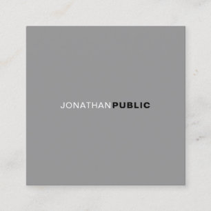 Sleek Modern Elegant Grey White Plain Professional Square Business Card