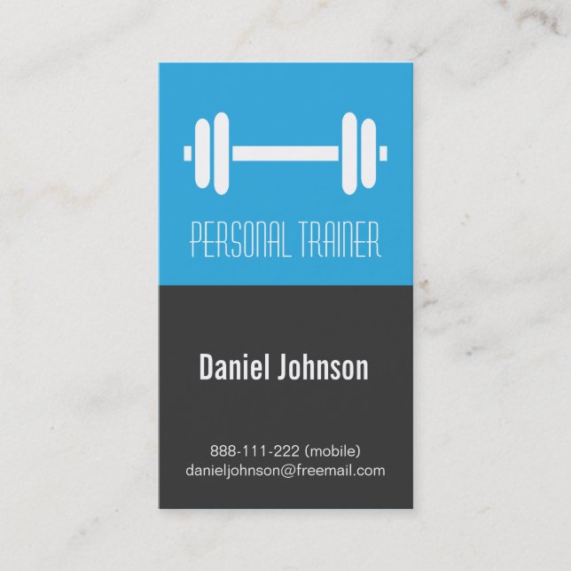 Sleek Modern Fitness Personal Trainer Weights Business Card (Front)