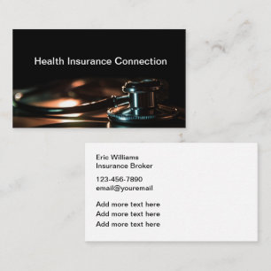 Sleek Modern Health Insurance Broker Businesscards Business Card