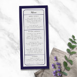 Sleek Modern Lines Navy & Grey Menu<br><div class="desc">Menu with Sleek Modern Lines:   Impress your guests with a menu that boasts sleek modern lines,  clean layouts,  and a sophisticated touch. The navy and grey colour scheme adds to its chic appeal.</div>