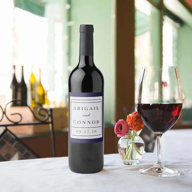 Sleek Modern Lines Navy & Grey Wine Label (Creator Uploaded)