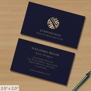 Sleek Modern Navy and Gold Business Card