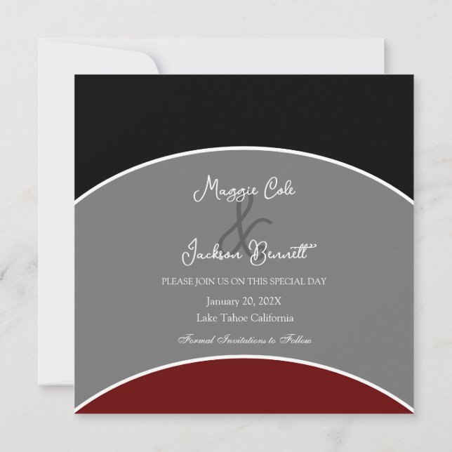 Sleek Modern Save The Date (Back)