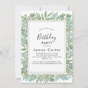 Sleek Modern Script Birthday Party Invitation