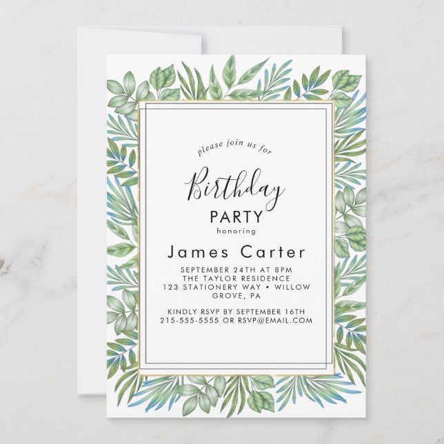 Sleek Modern Script Birthday Party Invitation (Front)
