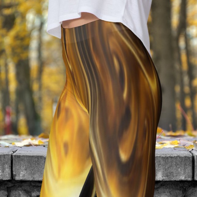 Sleek Molten Gold Print Leggings (Molten Gold)