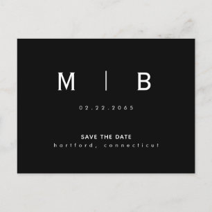 Sleek Monogram Modern Font Wedding Save the Date Announcement Postcard