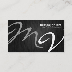 Sleek Monogram Professional Photographer Business Card