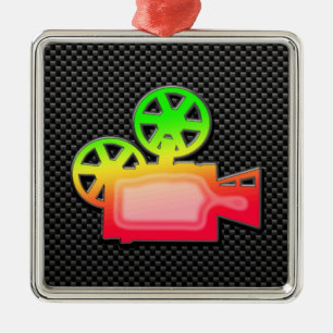 Sleek Movie Camera Metal Tree Decoration