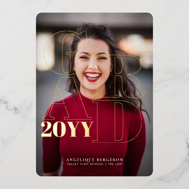 Sleek n Chic Graduation Foil Invitation (Front)