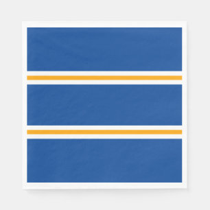 Sleek Navy Blue Yellow White Summer Racing Stripes Napkin