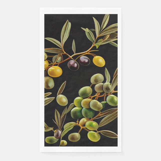 Sleek Olive Branch Paper Napkin (Front)
