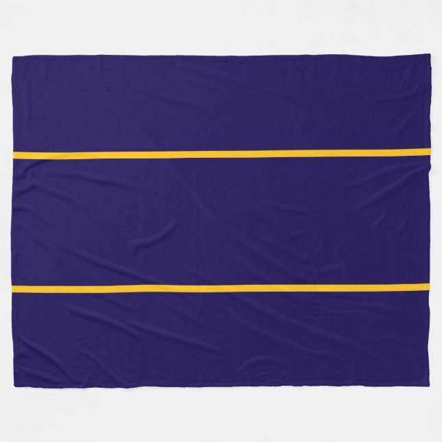 Sleek Optional Text Golden Orange Navy Stripes  Fleece Blanket (Front (Horizontal))