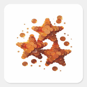 Sleek Orange GOLDEN STARS Sticker Motif
