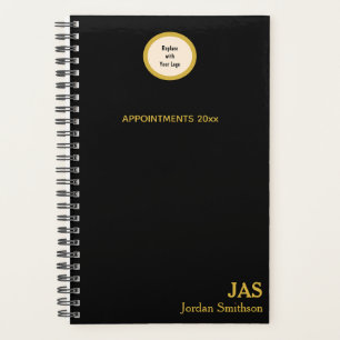 Sleek Personalised Black Gold Appointment Book Planner