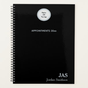 Sleek Personalised Black Silver Appointment Book Planner