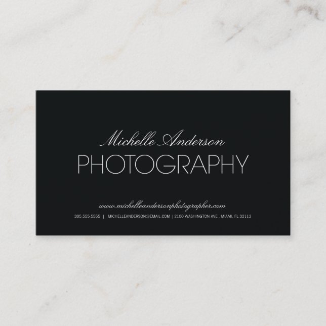 SLEEK PHOTOGRAPHER | PHOTOGRAPHY BUSINESS CARD (Front)
