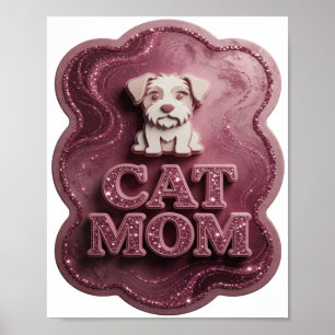 Sleek Pink CAT MOM Custom Tee Poster