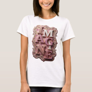 Sleek Pink IMAGINE Slogan Tee