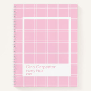 Sleek Pink Plaid Transparent Frame Notebook