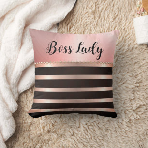 Sleek Pink Striped Boss Lady  Cushion