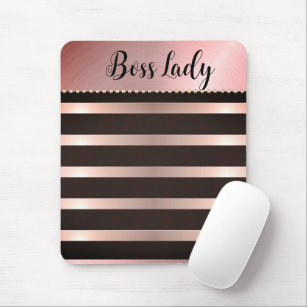 Sleek Pink Striped Boss Lady   Mouse Mat