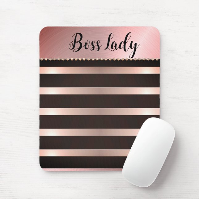 Sleek Pink Striped Boss Lady   Mouse Mat (With Mouse)