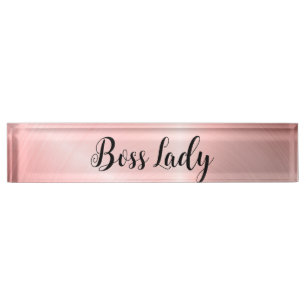 Sleek Pink Striped Boss Lady  Nameplate