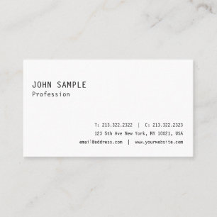 Sleek Plain Elegant Modern White Professional Business Card