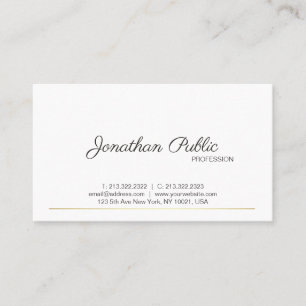 Sleek Plain Modern White Gold Chic Trending Business Card