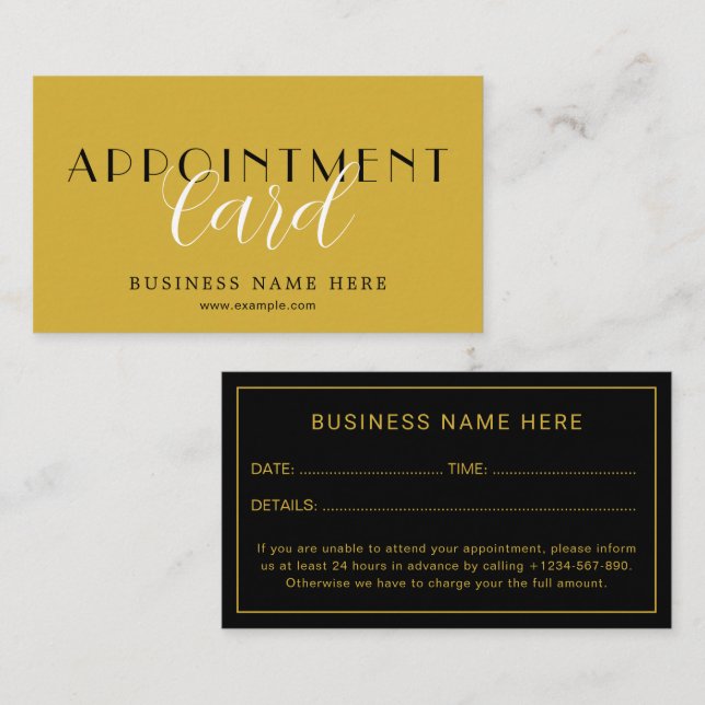 Sleek Professional Appointment Card for Scheduling (Front/Back)