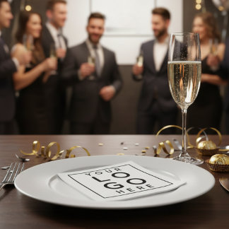 Sleek Professional Black Square Corporate Logo Napkin