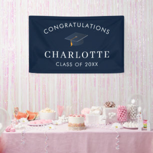 Sleek Professional Grad Hat Announcement Banner