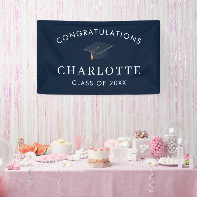 Sleek Professional Grad Hat Announcement Banner (Party)