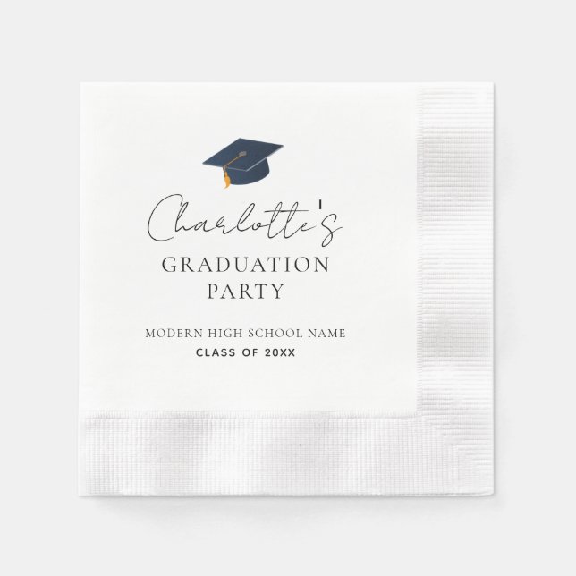 Sleek Professional Grad Hat Celebration Napkin (Front)