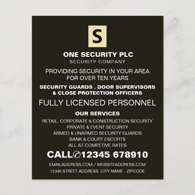 Sleek & Professional Security Personnel Advert Flyer (Front)