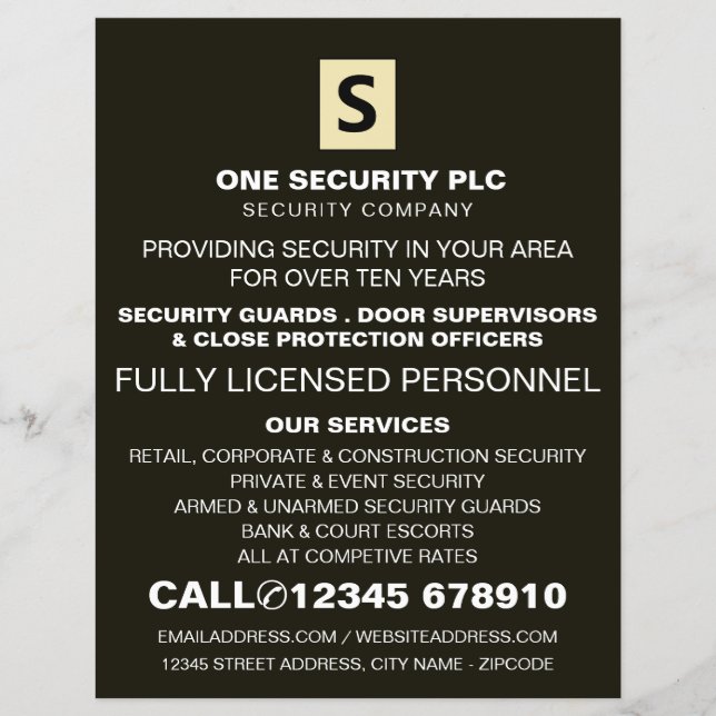 Sleek & Professional Security Personnel Advert Flyer (Front)