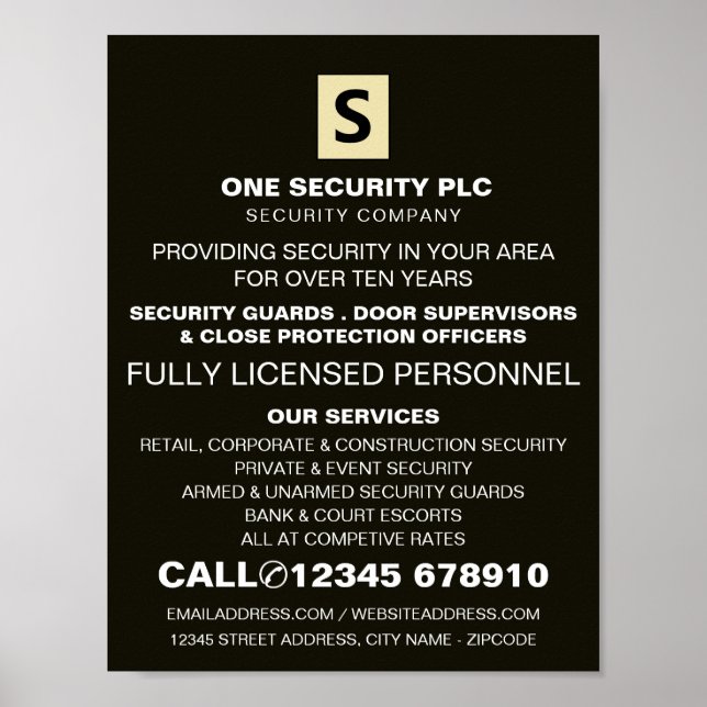 Sleek & Professional Security Personnel Advert Poster (Front)