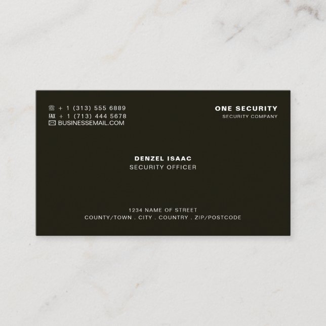 Sleek & Professional Security Personnel Business Card (Front)