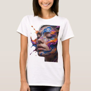 Sleek Purple COLORFUL PAINT SPLATTER ON FACE Tee