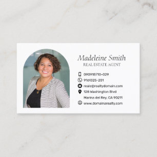Sleek Real Estate Agent Modern White Minimalist Business Card