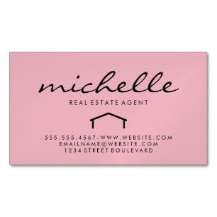 Sleek Real Estate Agent (pink) Magnetic Business Card