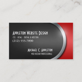 Sleek Red with Social Networking Buttons Business Card