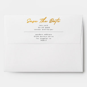 Sleek Romance   Black White Save The Date   Gold Envelope