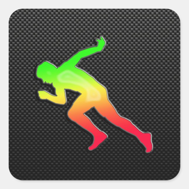 Sleek Running Square Sticker (Front)