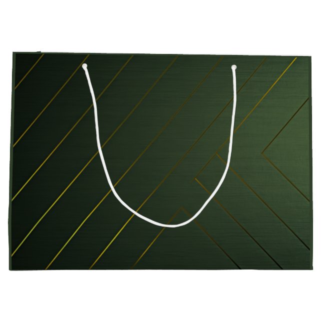 Sleek Sage Green and Gold  Large Gift Bag (Back)