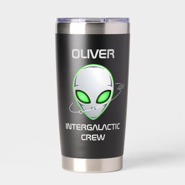 Sleek Sci-Fi UFO Alien Head Insulated Tumbler (Front)