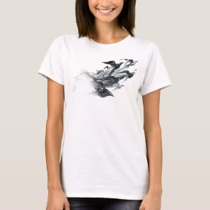 Sleek Silver Abstract Birds Fashion Print T-Shirt
